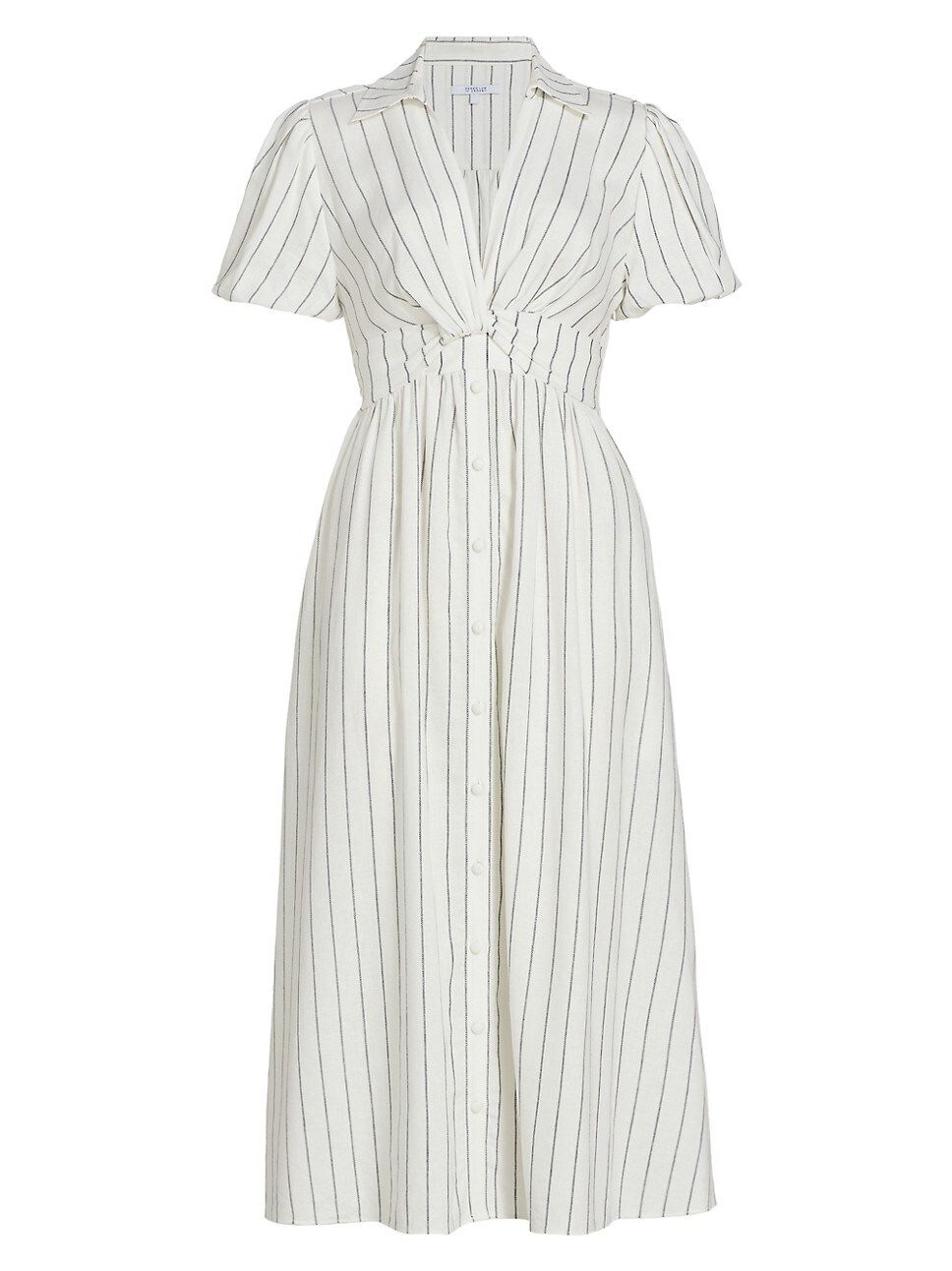 Maya Stripe Linen & Cotton Twist-Front Dress | Saks Fifth Avenue