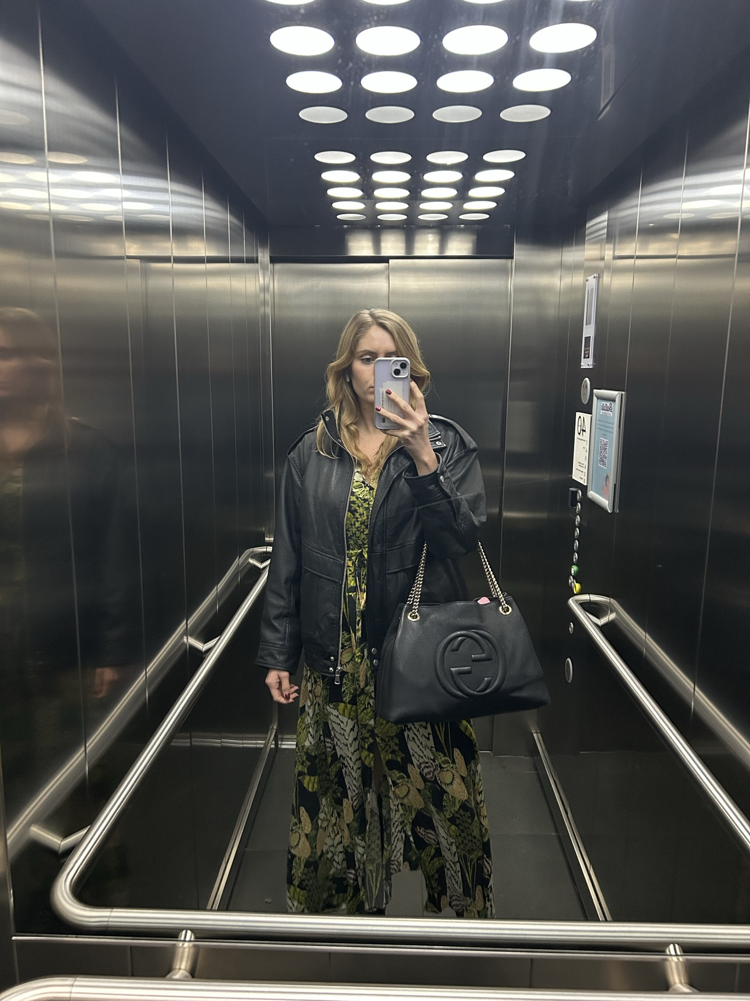 green silk kaftan, Temperley London, black leather bomber jacket, ASOS bomber jacket, black leather hobo bag, Gucci bag, workwear, what I wore to the office 

 #LTKuk #LTKwinter #LTKworkwear