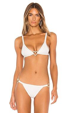 lolli swim Ribbed Triangle Bikini Top in White Rib from Revolve.com | Revolve Clothing (Global)