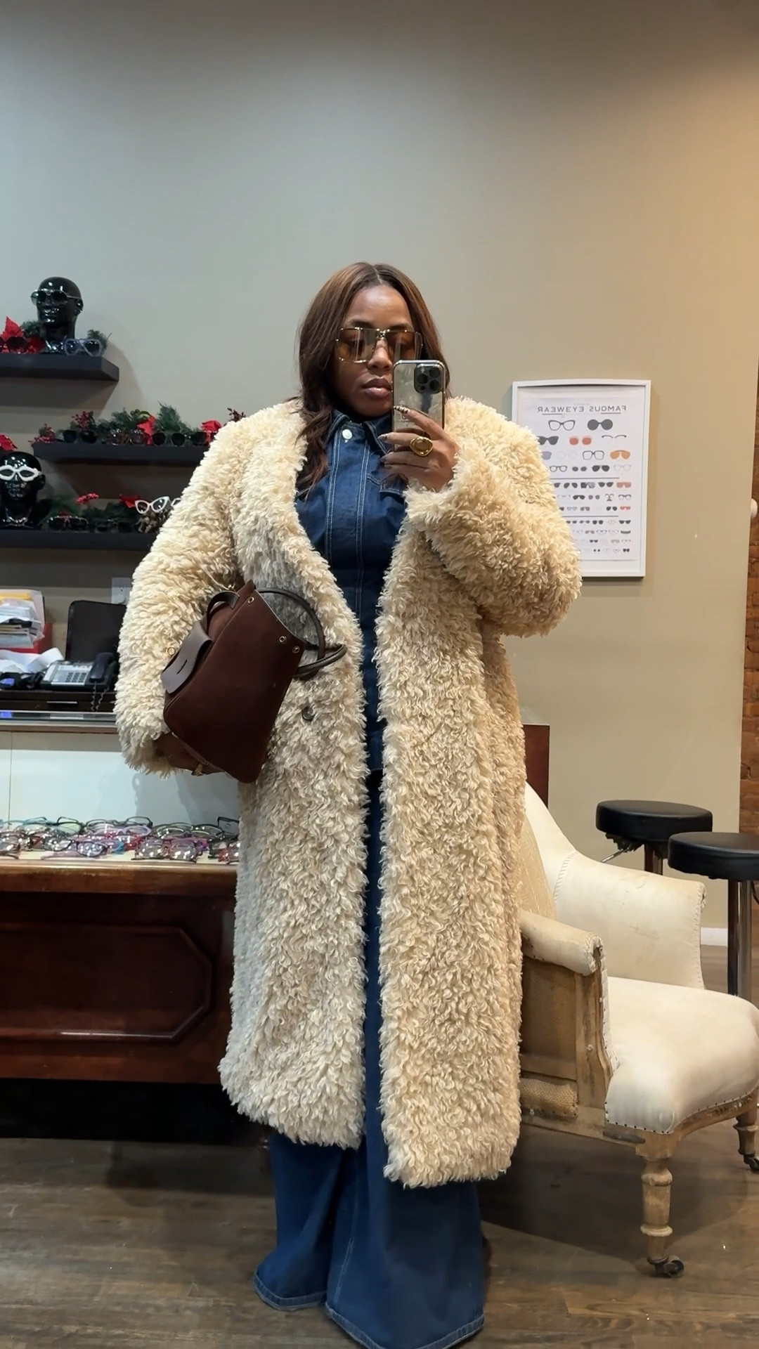 Winter dressing, handled.

This is my cold weather uniform when I want polish without trying. A plush shearling coat over structured denim gives that quiet luxury feel while still being wearable for real life. Finished with a rich brown bag to keep it grounded and timeless.

Style tip
Double denim works best when the outer layer adds texture. Think shearling, wool, or faux fur to soften the look and elevate it instantly.
.

#LTKSeasonal #LTKdayinmylife #LTKootd