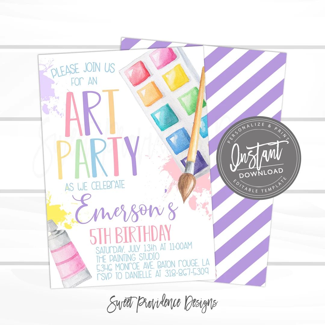 Art Party Invitation Paint Party Art Party Birthday - Etsy | Etsy (US)