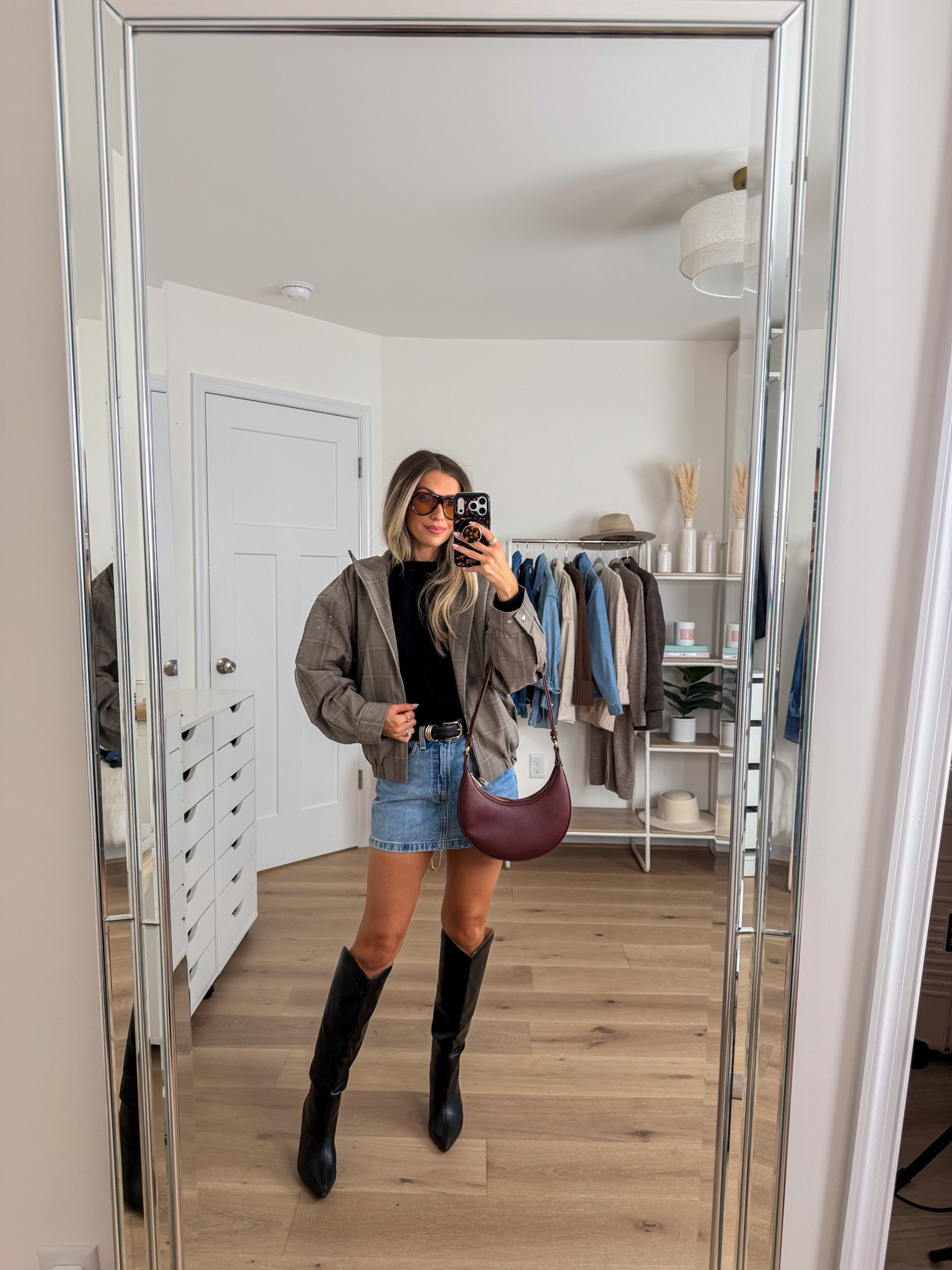 Elevated casual fall outfit 
+ tenet the laid jacket: xs
+ black cashmere sweater; xs
+ denim forum mini skirt: 24
+ boots: true to size

#LTKootd #LTKSeasonal #LTKPetite