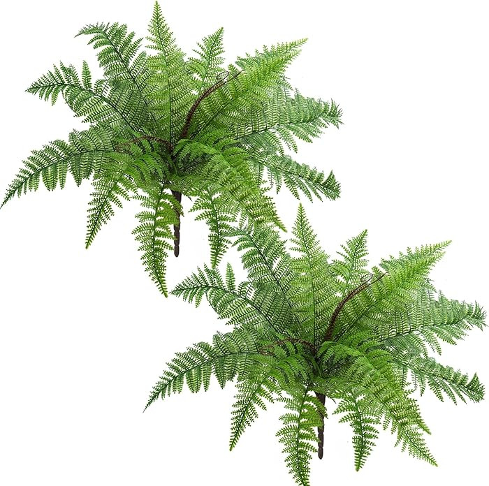 RECUTMS Artificial Fern Plants 2Pcs 19.7Inch Fake Boston Fern Faux Plastic Plant Outdoor UV Resis... | Amazon (US)