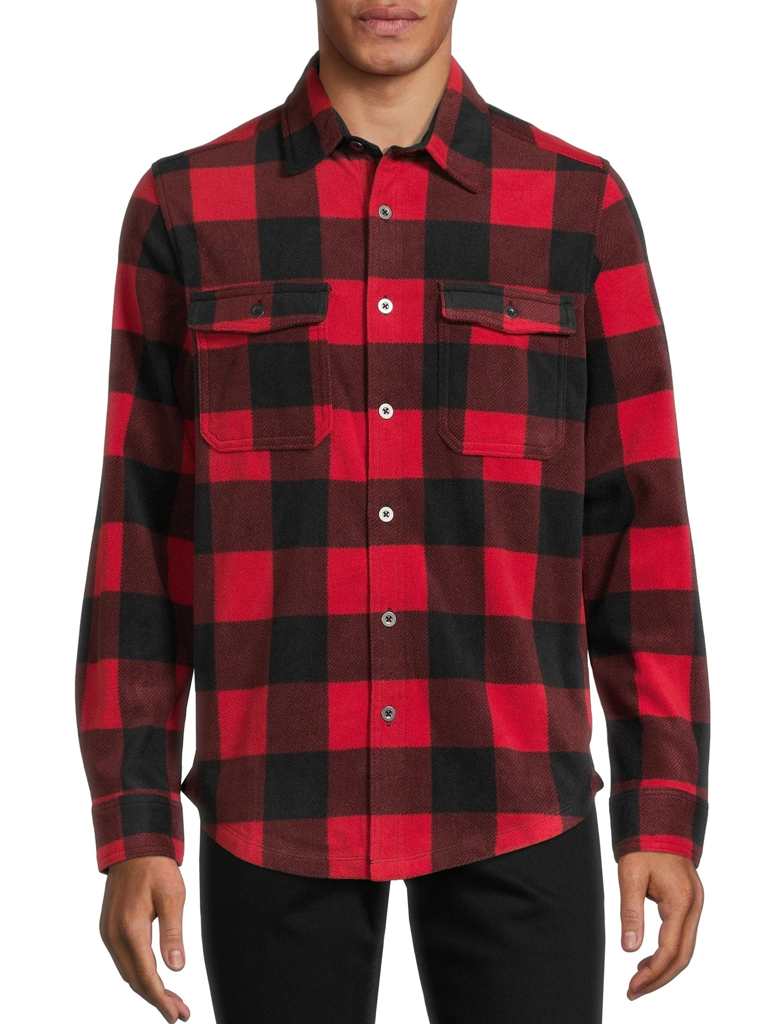 George Men’s Microfleece Button-Up Shirt - Walmart.com | Walmart (US)