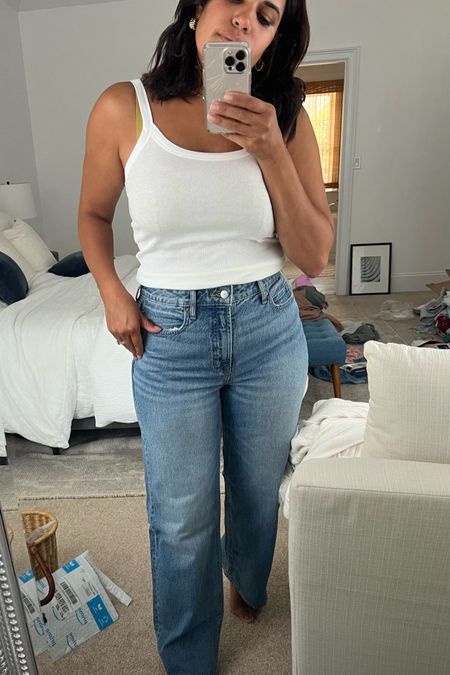 Love these high waisted jeans, good amount of stretch and I may need to get them hemmed but I love them.