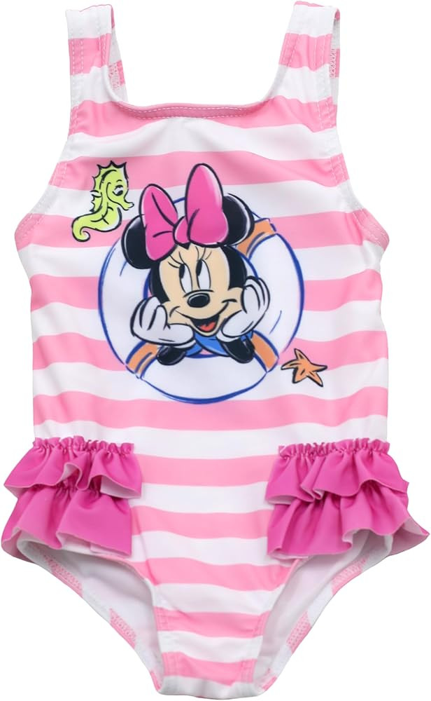Disney Minnie Mouse One Piece UPF 50+ Swimwear Bathing Suit for Girls Infant to Little Kids | Amazon (US)