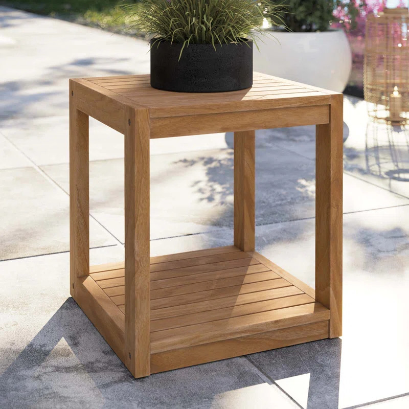 Modway Carlsbad Teak Wood Outdoor Patio Side Table | Wayfair North America