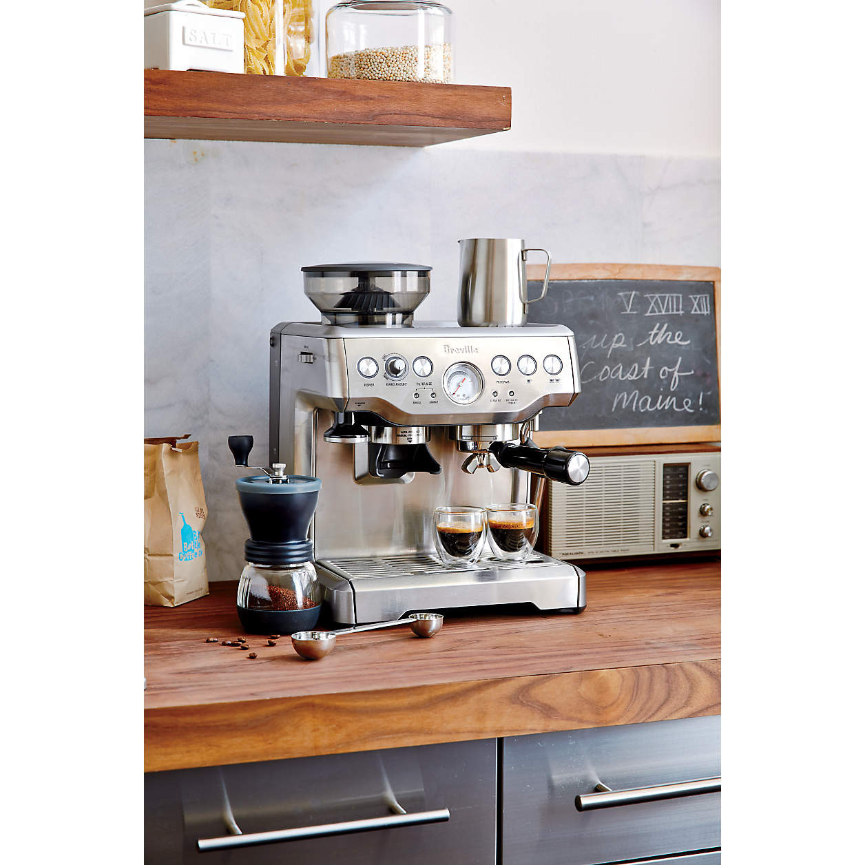 Breville Barista Express Stainless Steel Espresso Machine with Steam Wand + Reviews | Crate & Bar... | Crate & Barrel