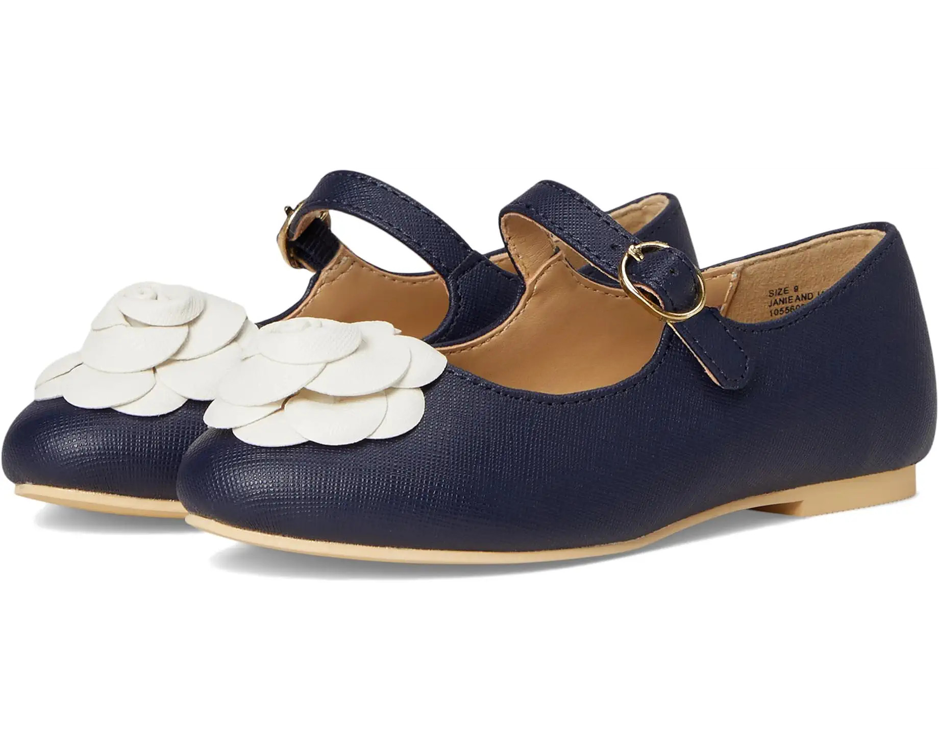 Navy Flower Flats (Toddler/Little Kid/Big Kid) | Zappos