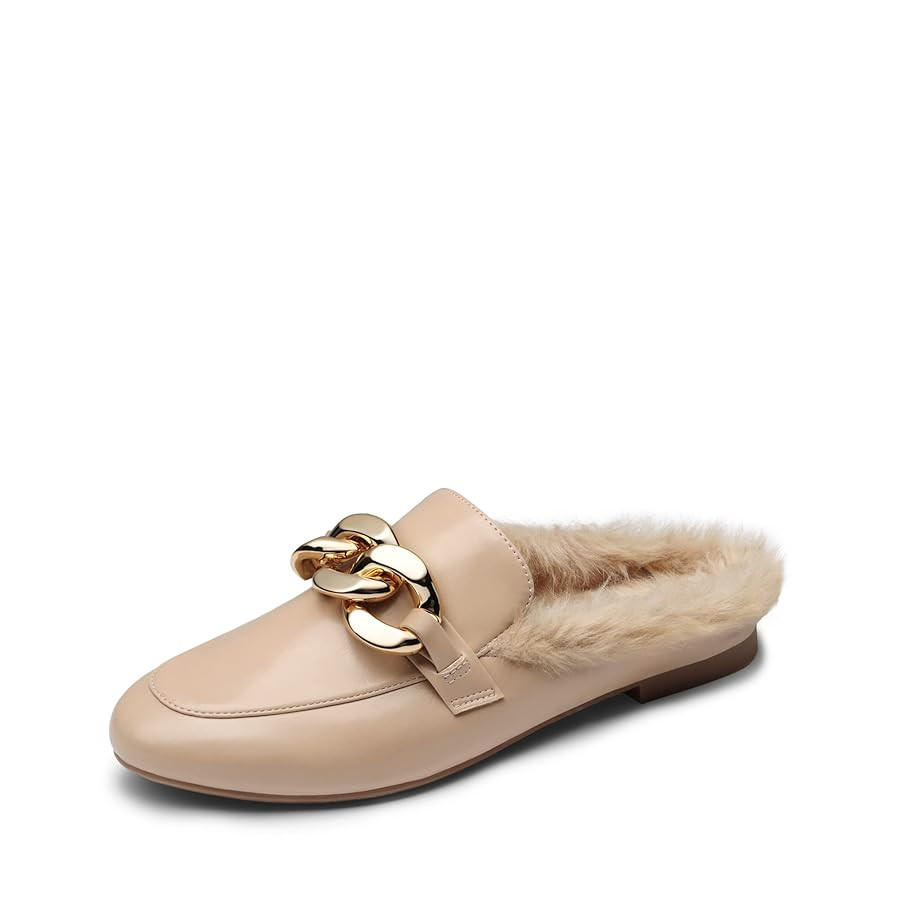 DREAM PAIRS Mules for Women Flats Shoes Comfortable Slip on Closed Toe Slides Loafers with Chain ... | Amazon (US)