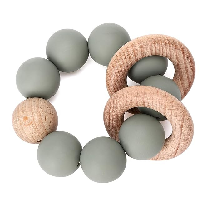 Baby Teething Toy, Organic Baby Teething Ring, Socub Silicone and Wooden Baby Teether for Mouth E... | Amazon (US)