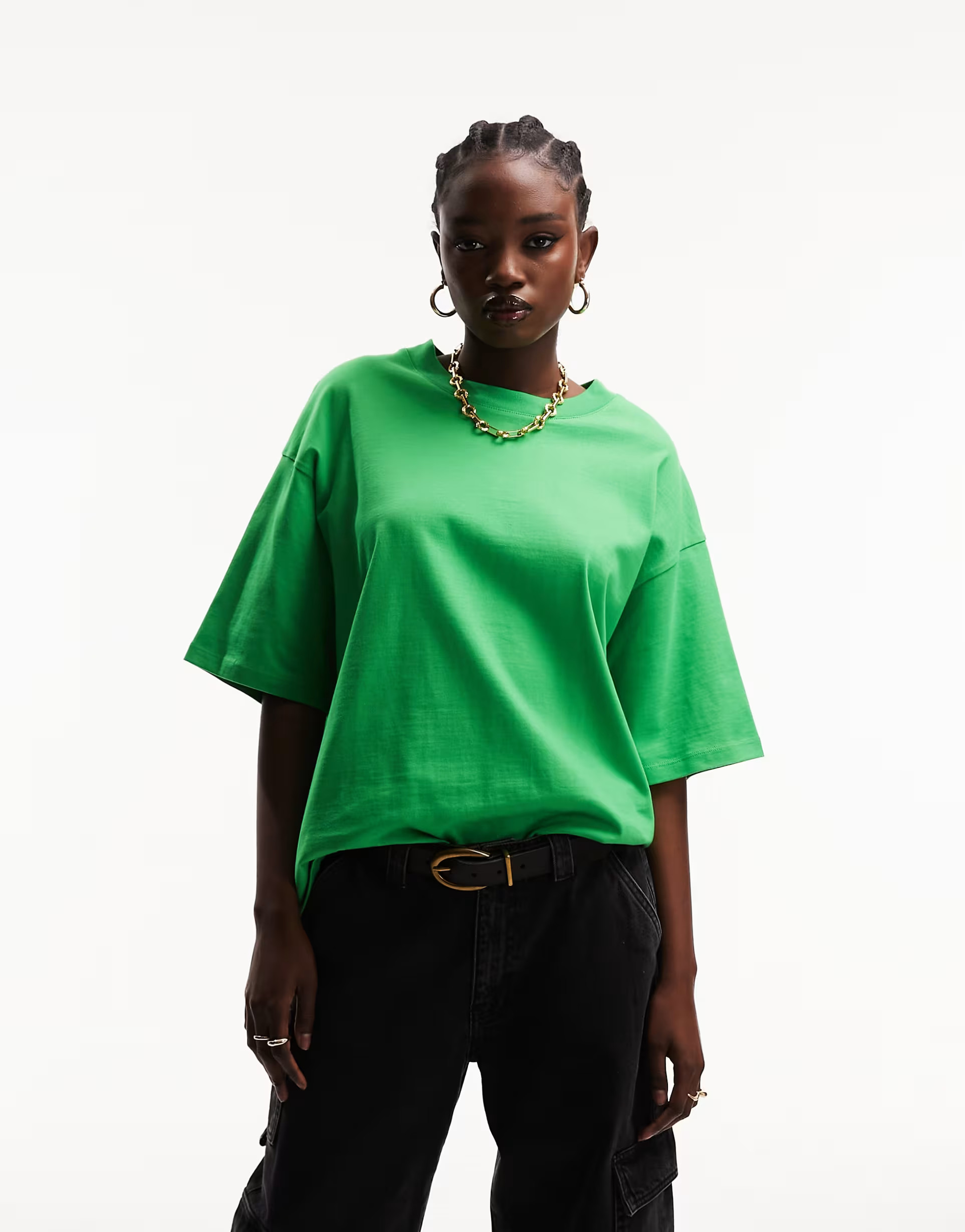 ASOS DESIGN oversized heavy weight t-shirt with with side splits in bright green | ASOS (Global)