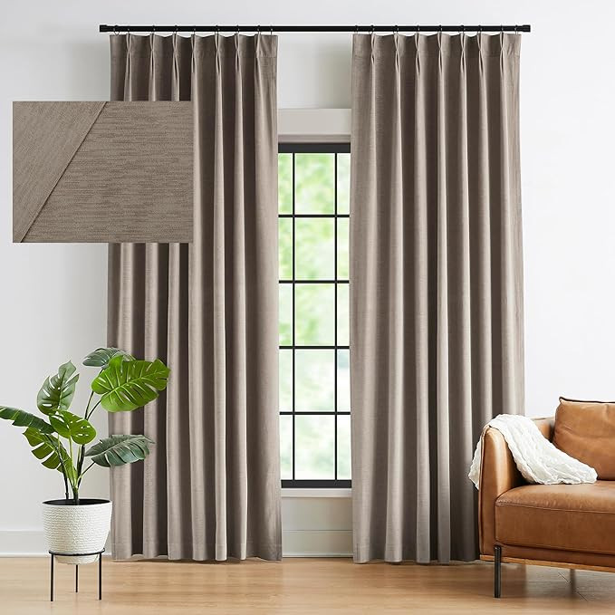 Kayne Studio Back Tab Velvet Pinch Pleated Curtains 84 Inch Long,Room Darkening Thermal Insulated... | Amazon (US)