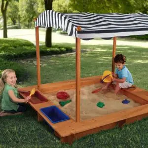 Outdoor Sandbox with Canopy - Navy & White | KidKraft