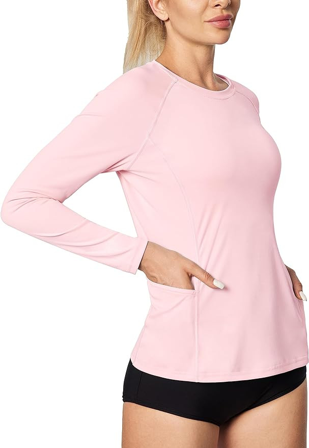 IUGA Rash Guard for Women UPF 50+ SPF UV Protection Long Sleeve Workout Tops with Pockets Dry Fit... | Amazon (US)