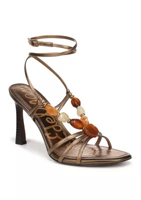Sam Edelman Women's Imani Stone Sandals, Gold, 6M | Belk