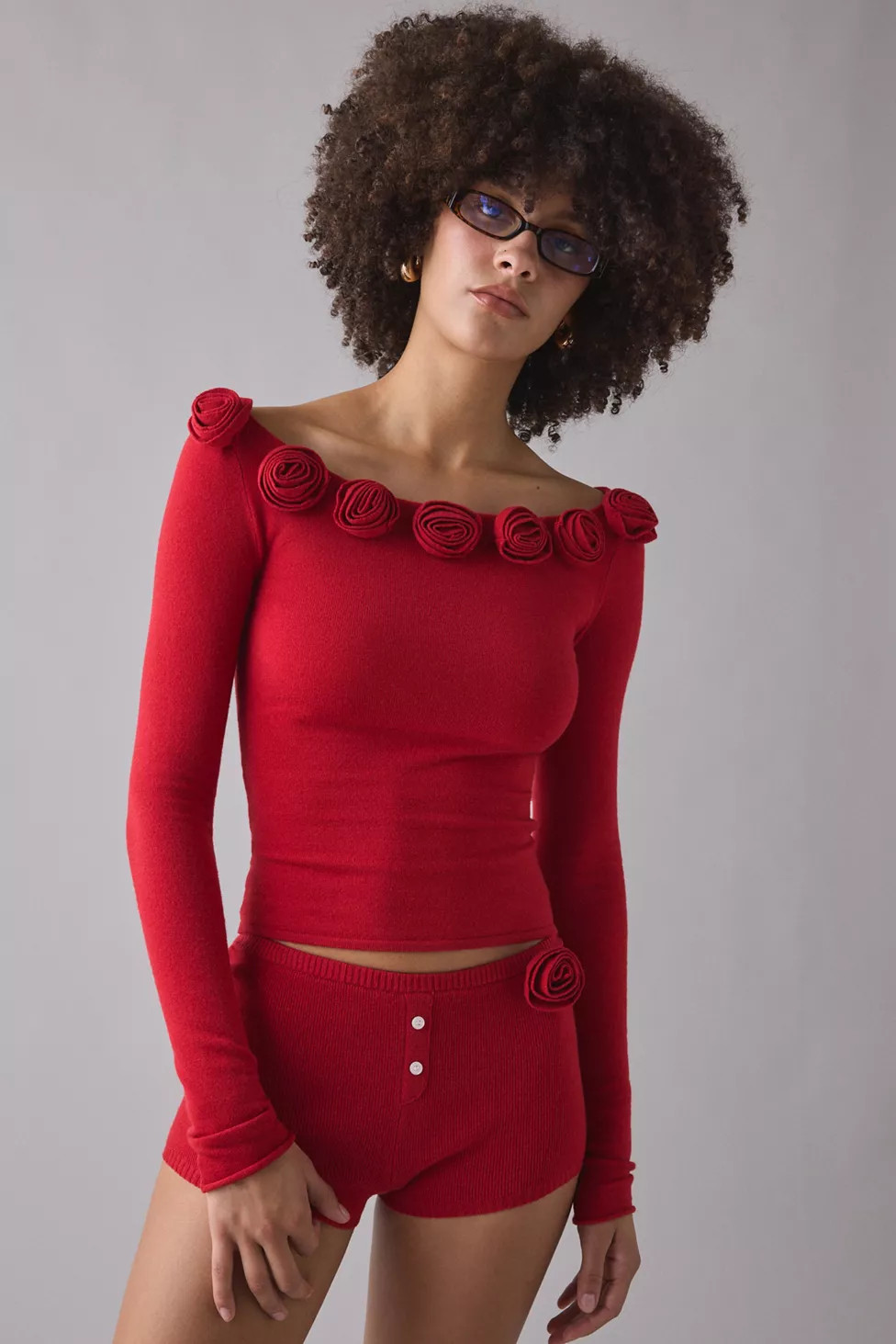 Frankies Bikinis Rose Boatneck Long Sleeve Top | Urban Outfitters (US and RoW)