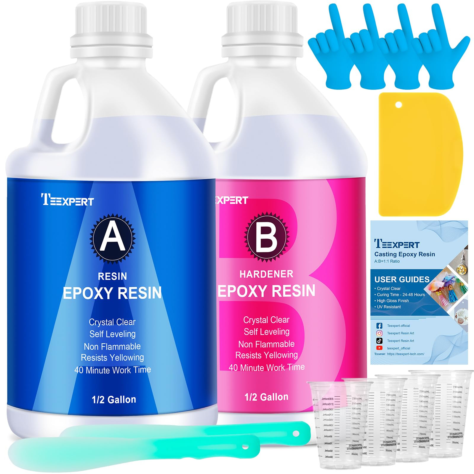 Teexpert Epoxy Resin Crystal Clear: 1 Gallon Epoxy Resin Kit Casting Resin Non Toxic High Gloss f... | Amazon (US)
