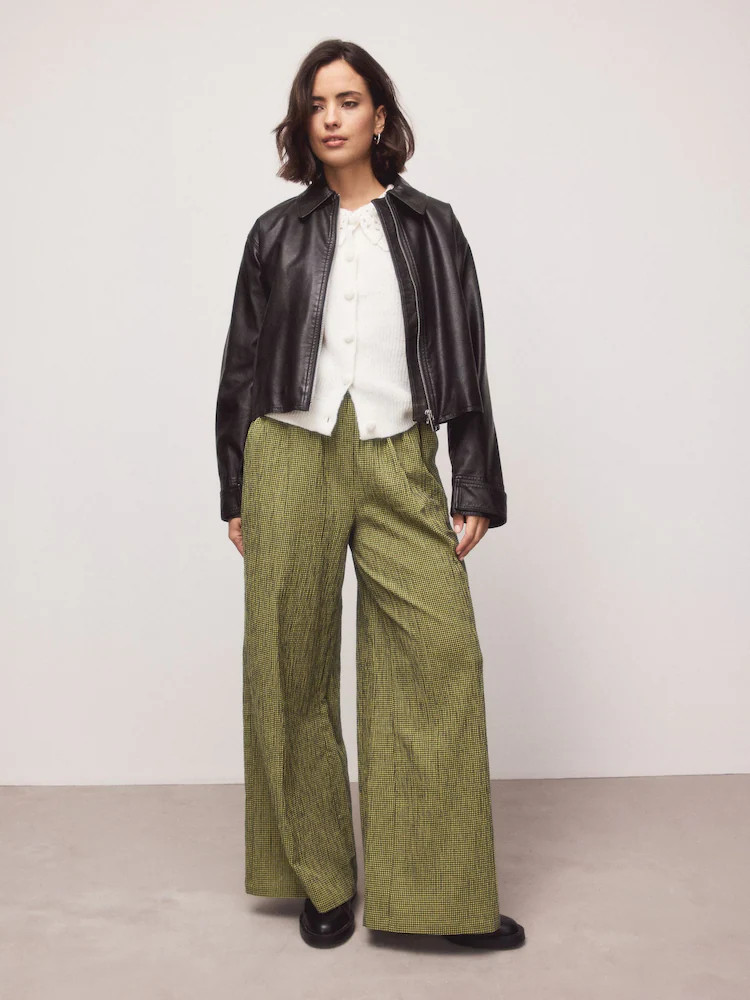 Groen/marineblauw - Gingham Wide Leg Trousers | Next EU