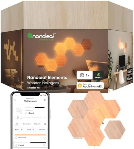 nanoleaf NL527005HB7P Elements Wood Look Smarter Kit (7 Panels) | Amazon (US)