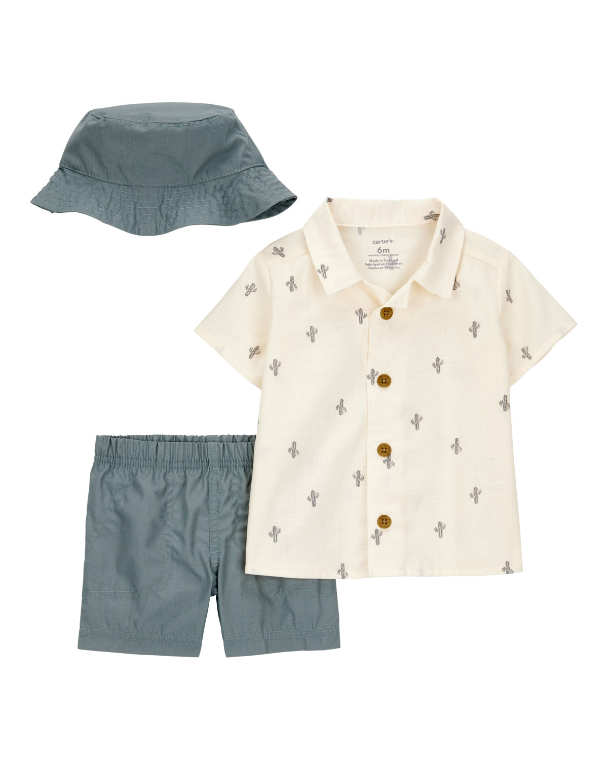 Baby 3-Piece Cactus Short & Hat Set - Ivory/Green - Carter's | Carter's | Carter's Inc