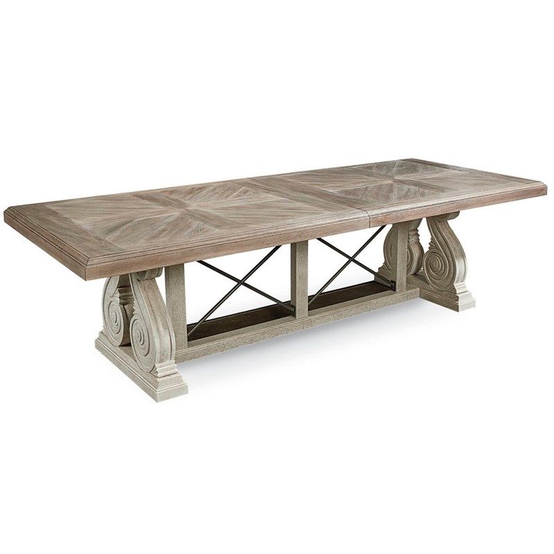 A.R.T. Furniture Arch Salvage Elm Wood White and Brown Rectangular Dining Table | Homesquare