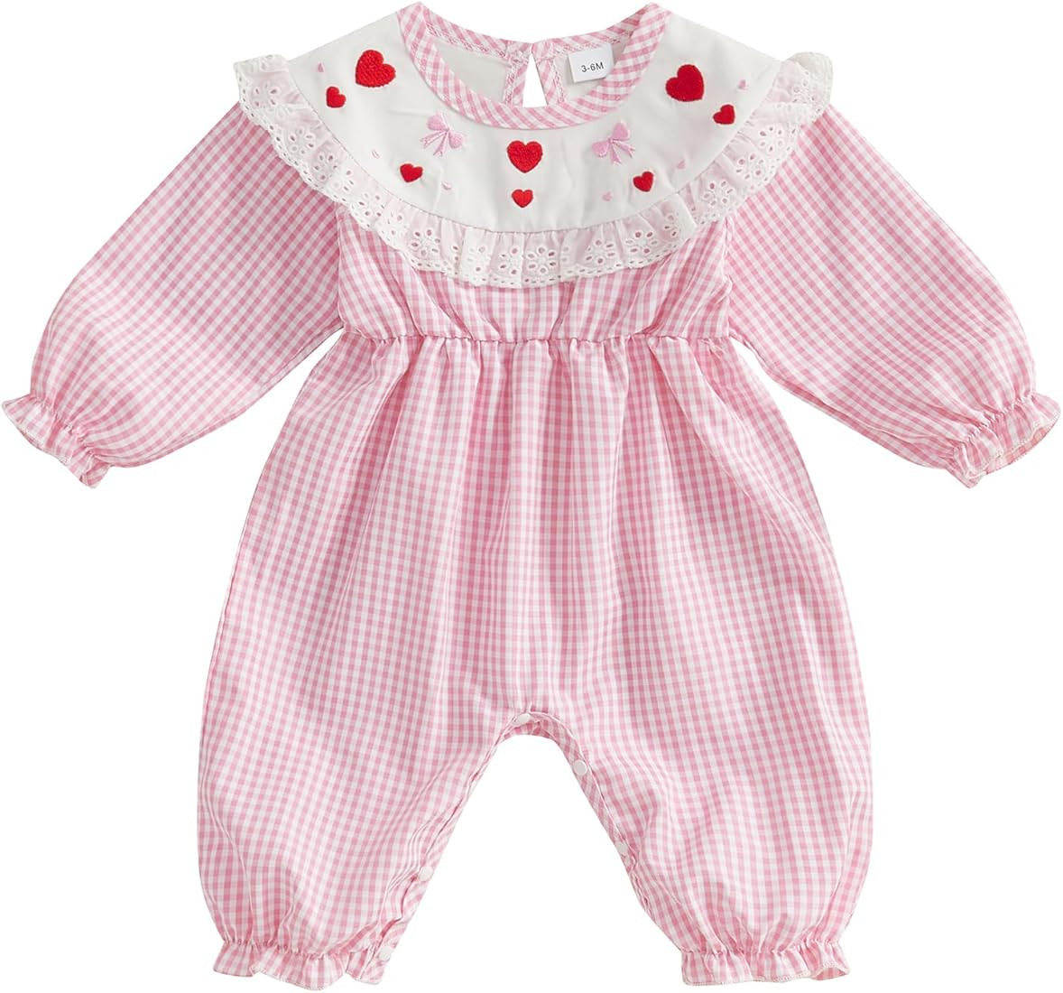Valentines Day Baby Girl Outfit Newborn Heart Smocked Romper Jumpsuit Cute 1st Valentines Day Fal... | Amazon (US)
