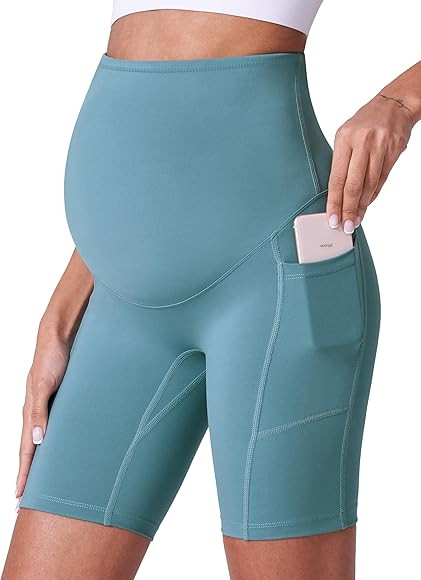 POSHDIVAH Women's Maternity Shorts Over The Belly Biker Yoga Active Pregnancy Workout Short Pants... | Amazon (US)