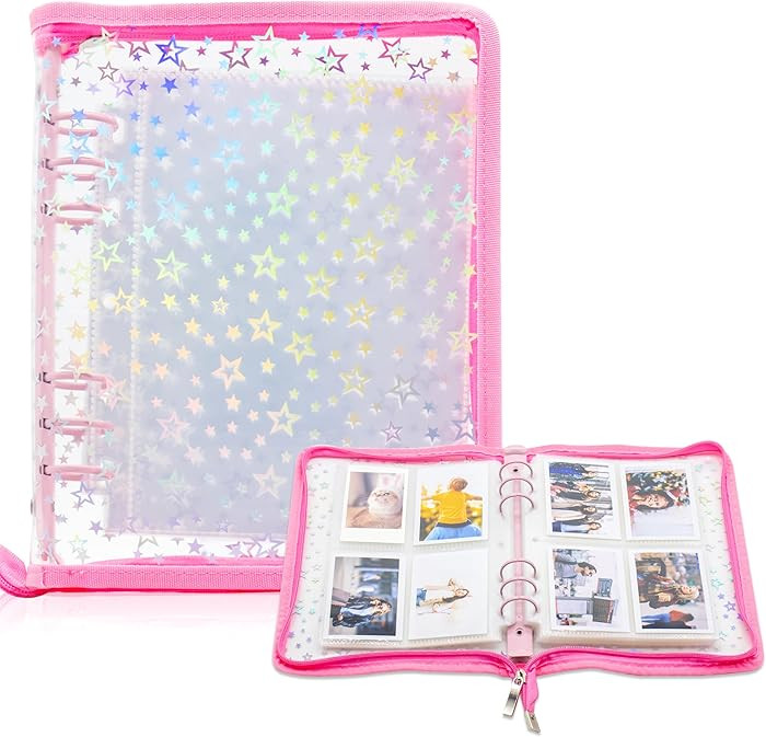 Kpop Photocard Binder Holder with 30 Pack 4-Pocket Inner Pages, A5 6 Ring Cover Album Book with Z... | Amazon (US)