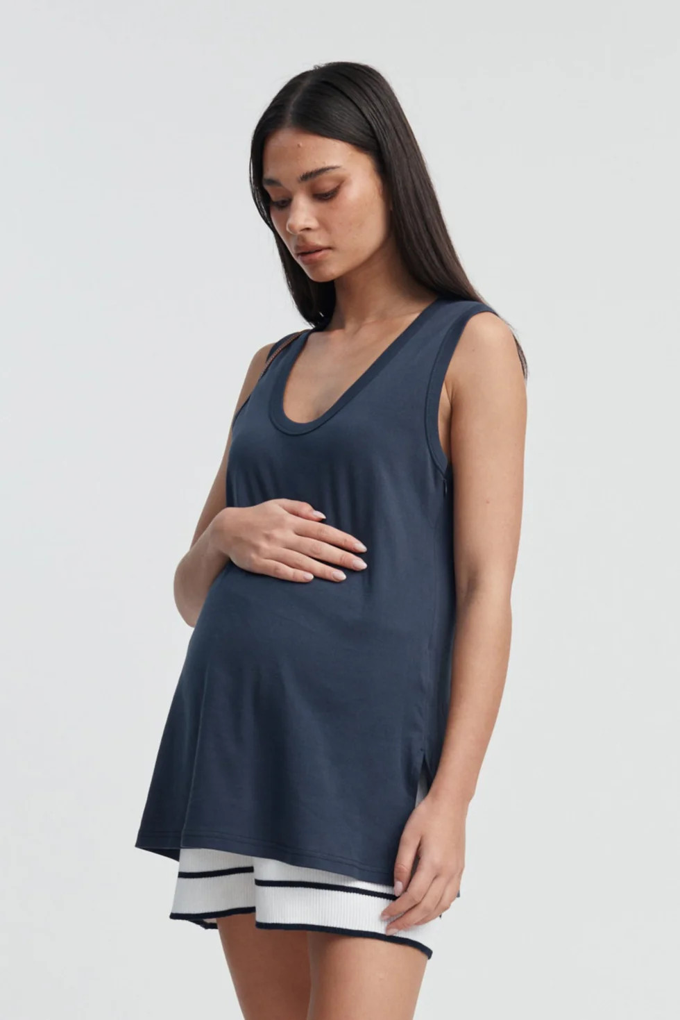 Organic Cotton Wide Strap Tank (Dark Navy) | Legoe Heritage Maternity APAC