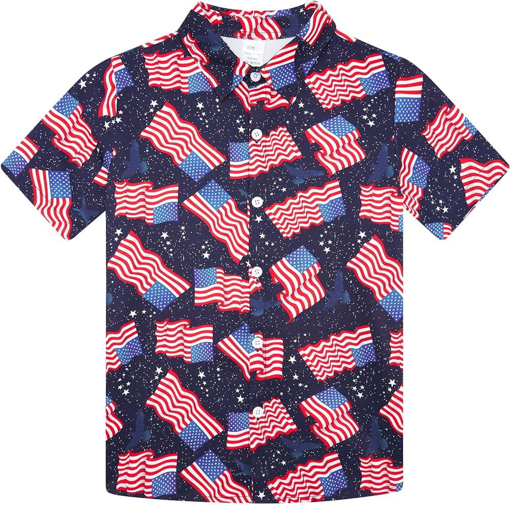 Lovekider 2-10 Years Boys 4th of July American Flag Patriotic Shirt USA Button Up Independence Da... | Amazon (US)