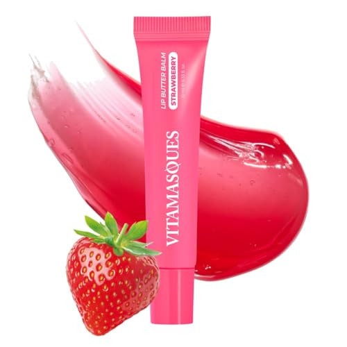 Vitamasques Lip Butter Balm Strawberry, Korean Lip Balm - Peptide Lip Treatment - Lip Balm Hydrating - Light Tinted Lip balm - Made in Korea - 0.33 fl.oz | Amazon (US)