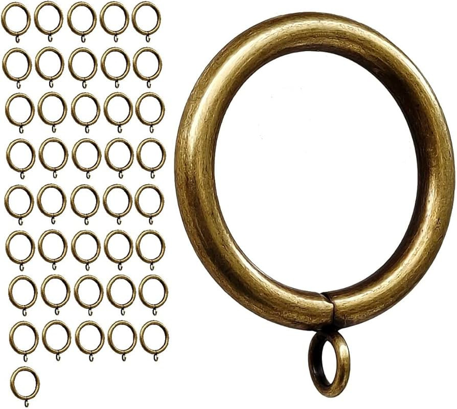 Amazon.com: Curtain Ring Metal 42-Pcs 1.5 Inch Inner Diameter with Eyelets Fit Up to 1 1/4-Inch Rod Large Wire Diameter (Antique Brass-42Pcs) : Home & Kitchen | Amazon (US)