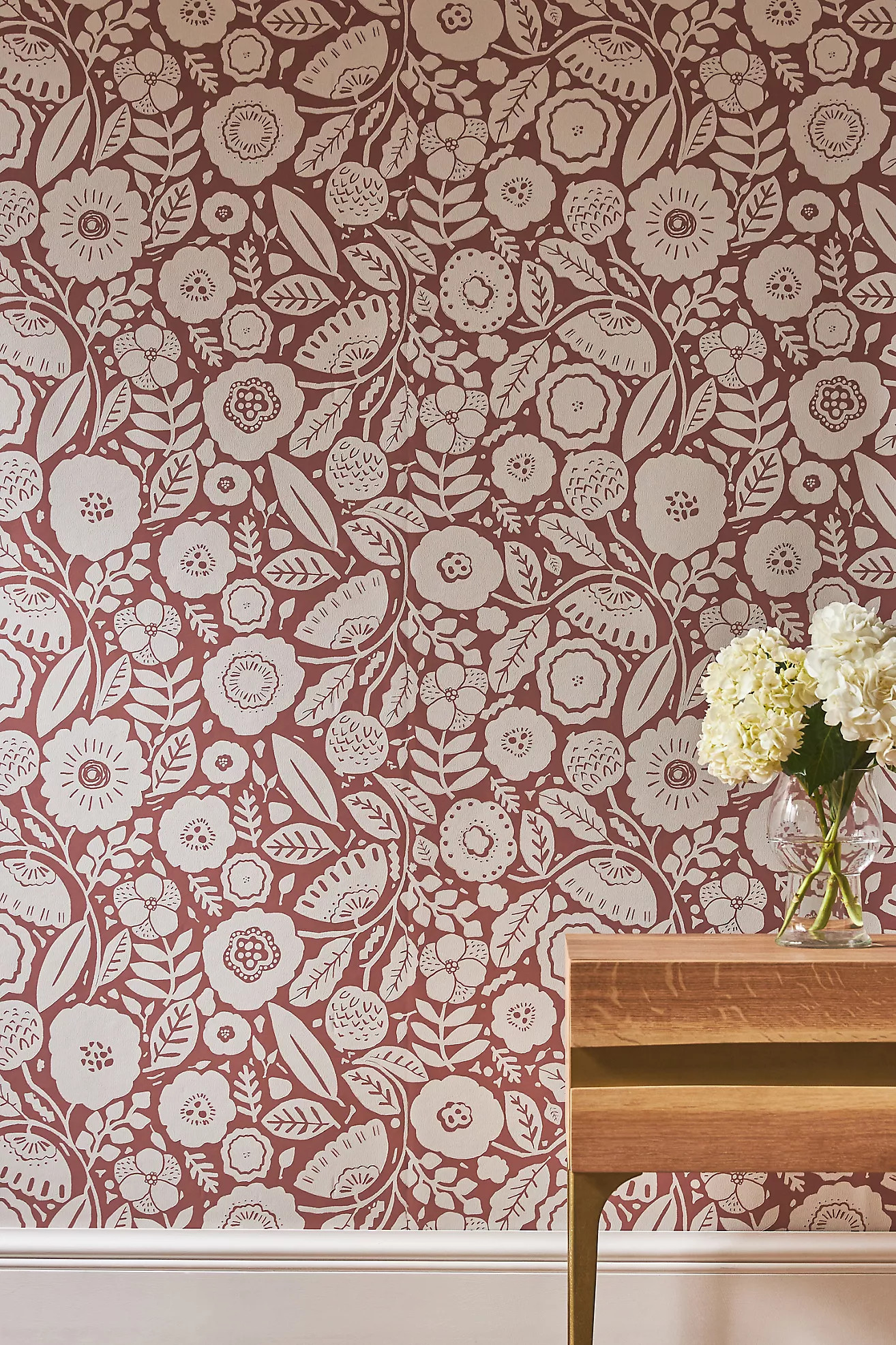 Camille Blossom Vintage Rose Floral Wallpaper | Anthropologie (US)