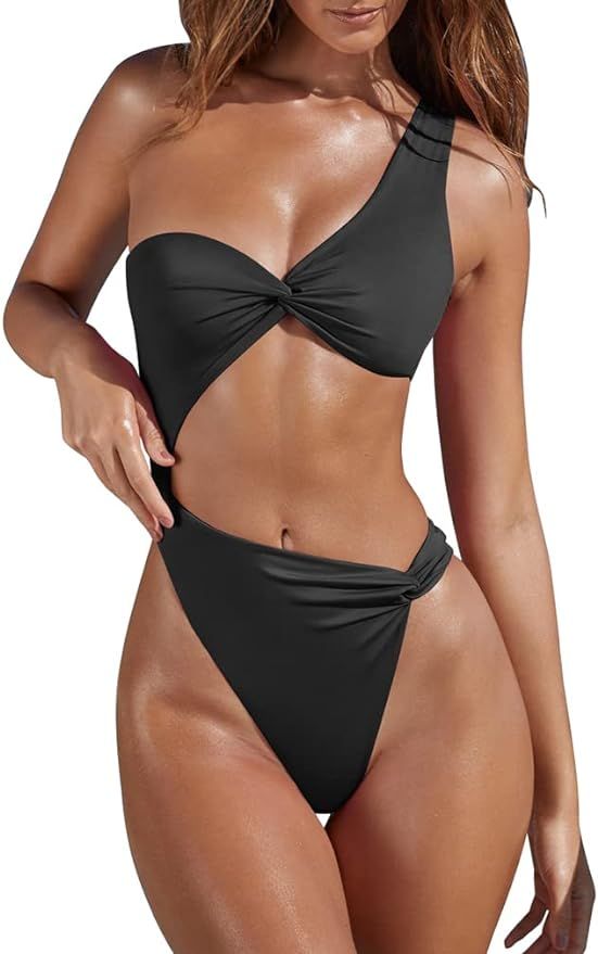 Women's Sexy Thong Cutout Monokinis Tie Beach One Piece Swimsuit Bathing Suit | Amazon (US)