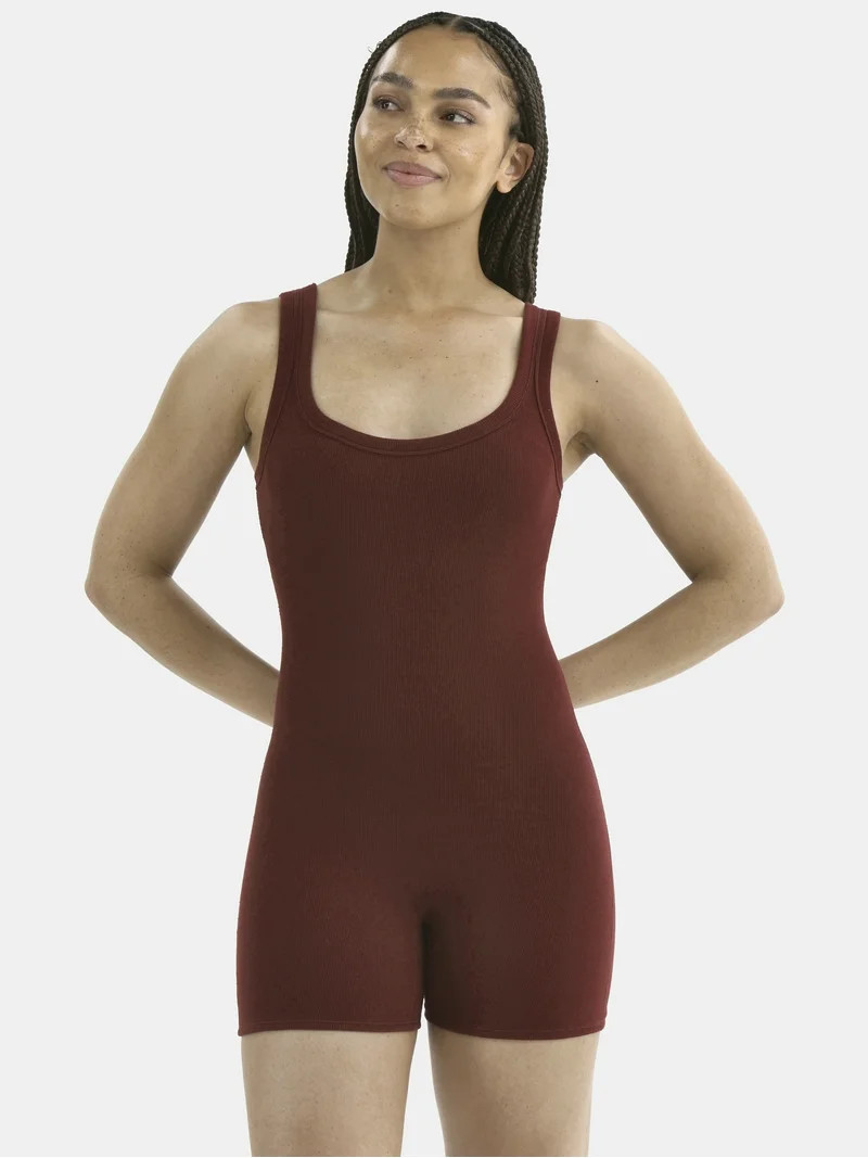 No Boundaries Cotton-Blend Ribbed Cozy Romper, Women’s - Walmart.com | Walmart (US)