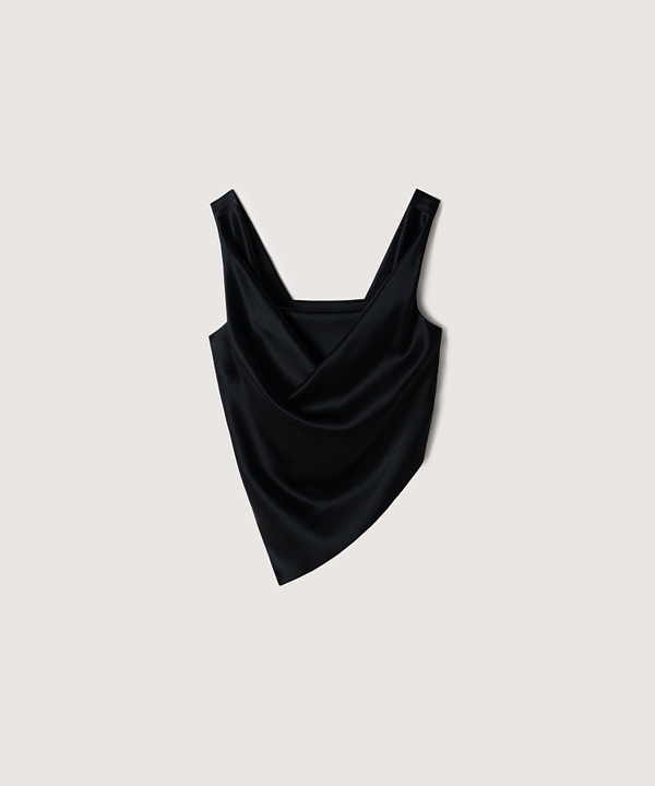 PETRA - Sleeveless draped slip satin top - Black - Nanushka | Nanushka