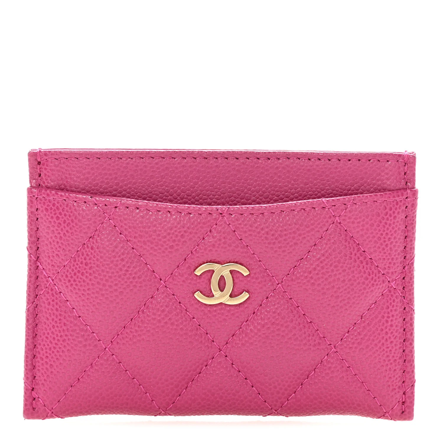 Caviar Quilted Card Holder Fuchsia | FASHIONPHILE (US)