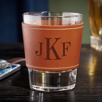 Whiskey Glass With Personalized Leather Wrap | Wayfair North America