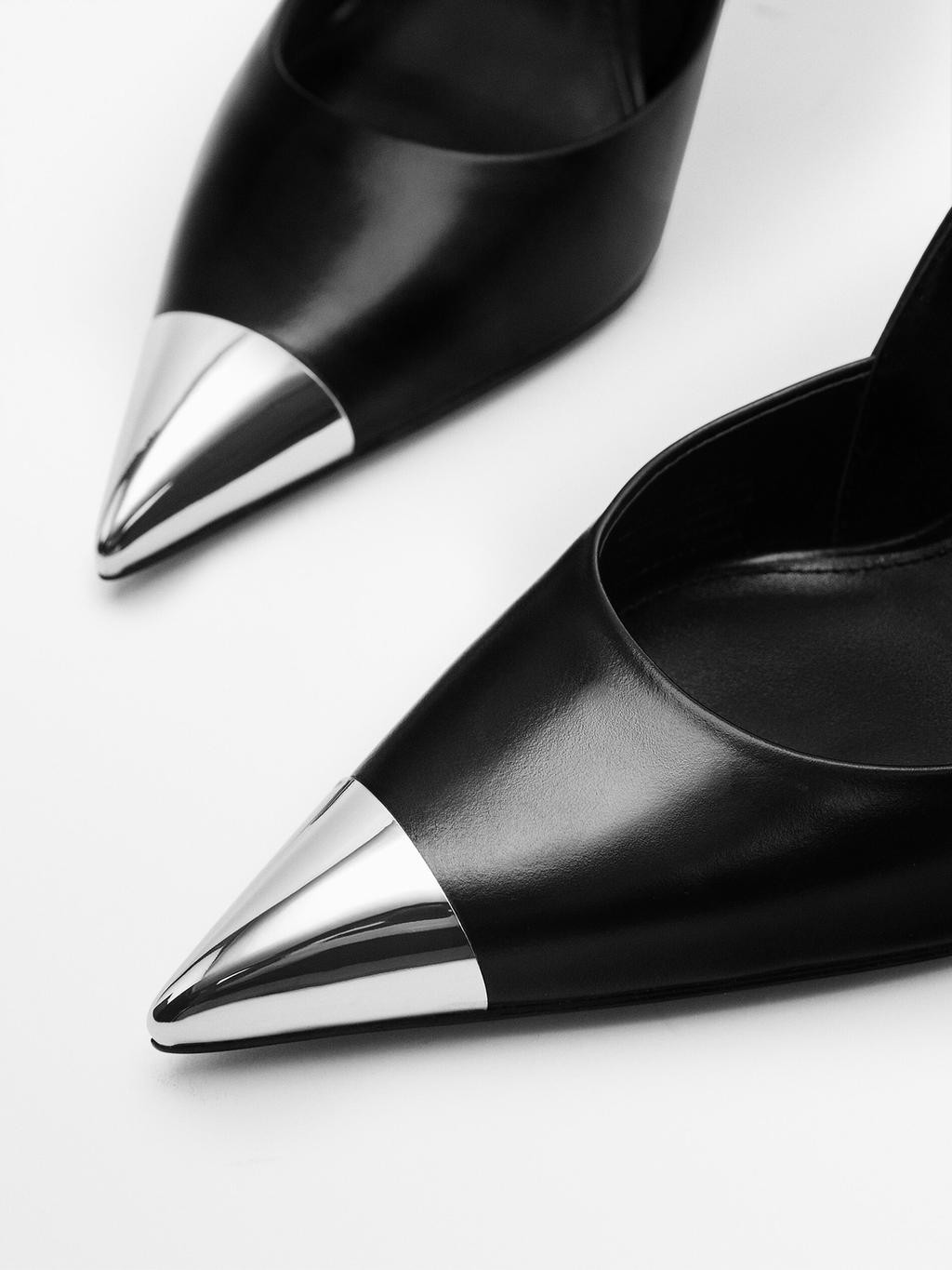 High-heel leather shoes with metal toe cap - Studio | Massimo Dutti US