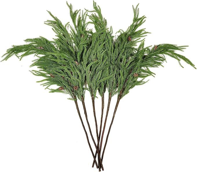 WBHome 6 Pcs Christmas Norfolk Pine Branches with Pine Cones - 42" Real Touch Norfolk Pine Branch... | Amazon (CA)