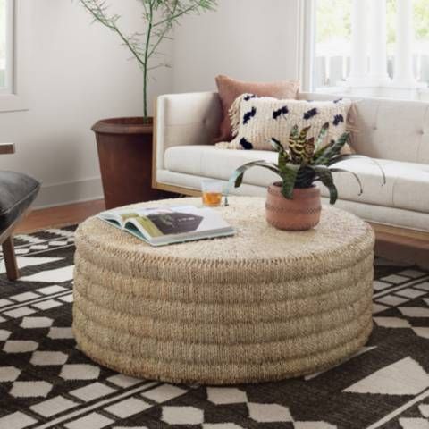 Pascal 42" Wide Light Natural Drum Coffee Table | Lamps Plus