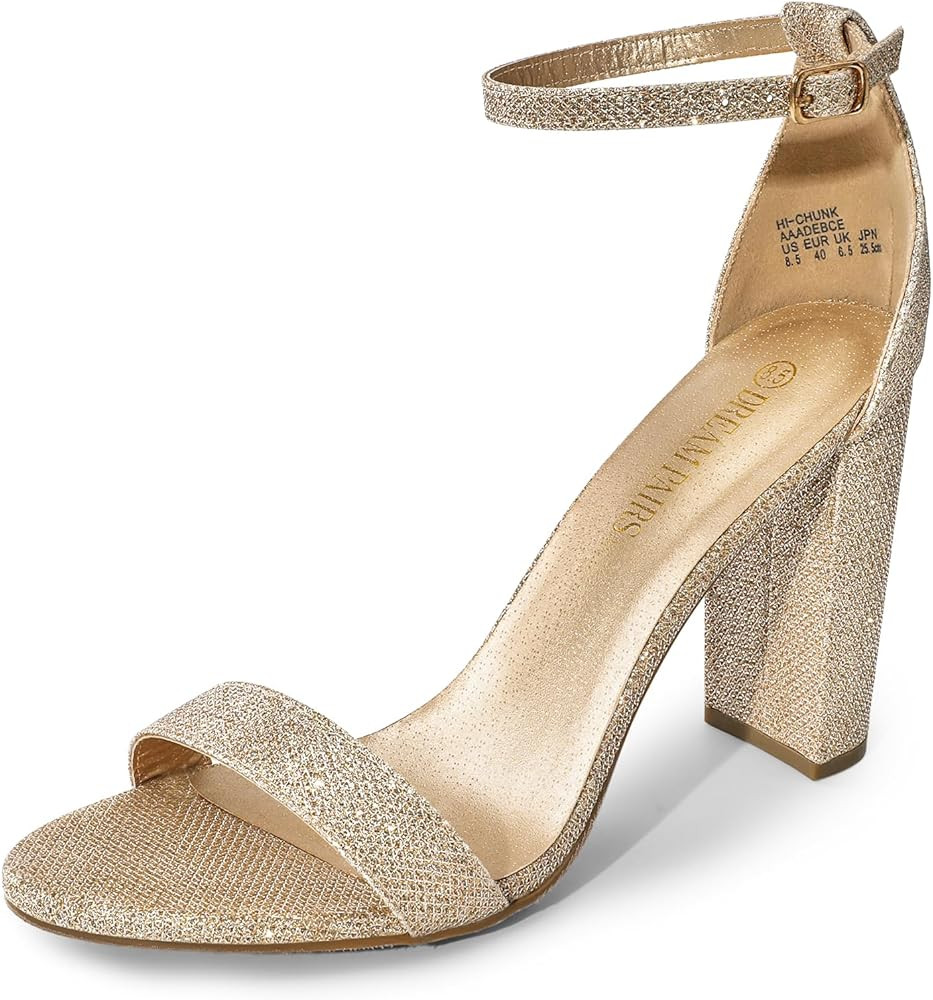 DREAM PAIRS Women's Hi-Chunk High Heel Pump Sandals | Amazon (US)