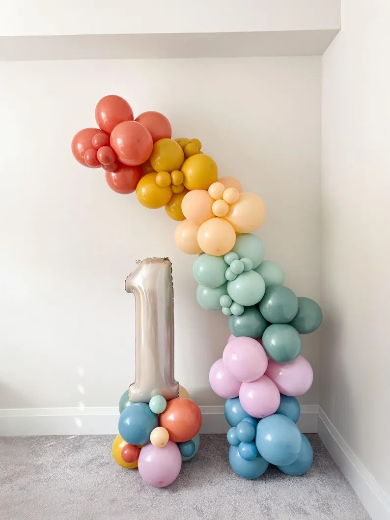 It's Fun to Be One Muted Boho Rainbow Balloon Garland Kit Baby 1st Birthday Retro Colorful Party ... | Etsy (Global)