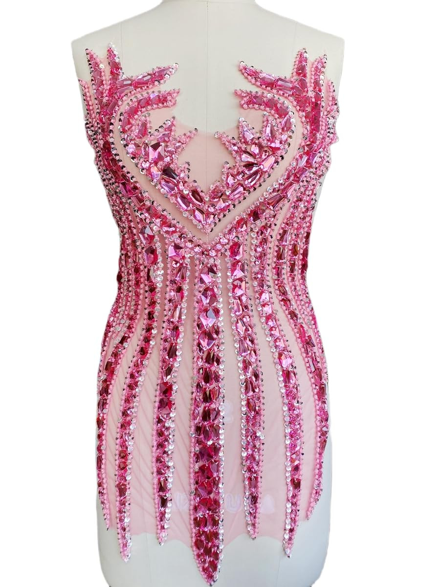 GeRRiT Pure Handmade Large Beads Rhinestones lace Applique Bodice Patches Trimming sew on Sequins... | Amazon (US)