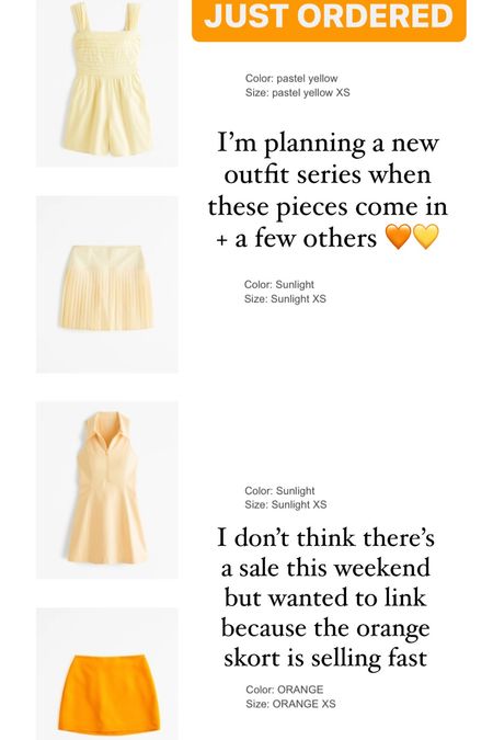 Orange skirt / orange skort / yellow romper / yellow tennis skirt / yellow tennis dress 

#LTKstyletip