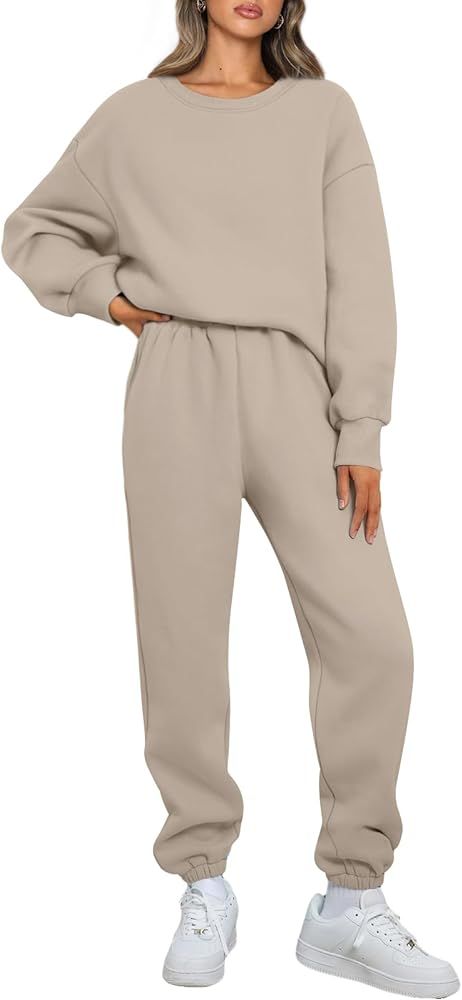 AUTOMET Womens 2 Piece Outfits Sweatsuit Oversized Sweatshirt Lounge Sets Baggy Sweatpants Fall Fash | Amazon (US)