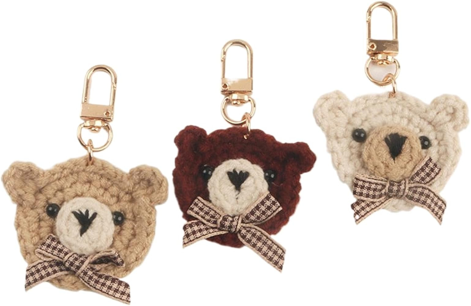 3Pcs Knitting Wool Bear Charms, Cute Bowknot Bear Keychain Bag Keyring Holder Wallet Purse Pendan... | Amazon (US)