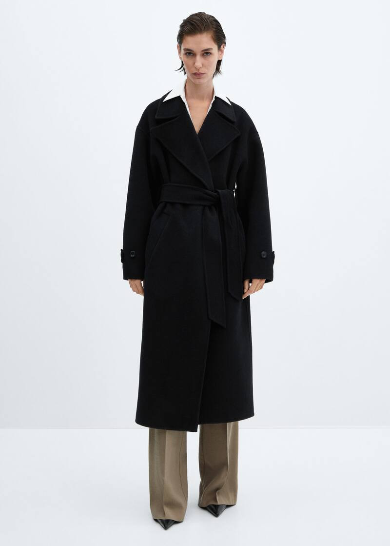 Woollen coat with belt -  Women | Mango United Kingdom | MANGO (UK)