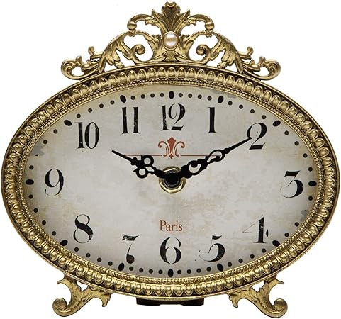 NIKKY HOME Vintage Table Clock, French Turquoise Color Rococo Style Desk Clock Battery Operated R... | Amazon (US)